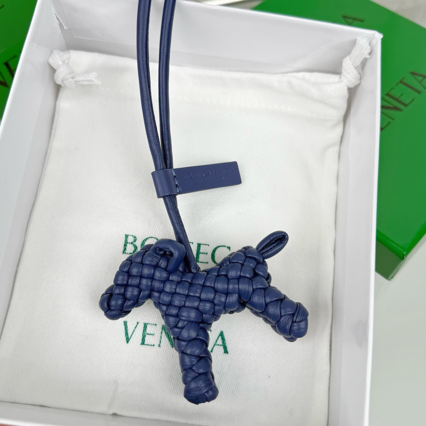 Bottega Veneta Blue Leather Keychain